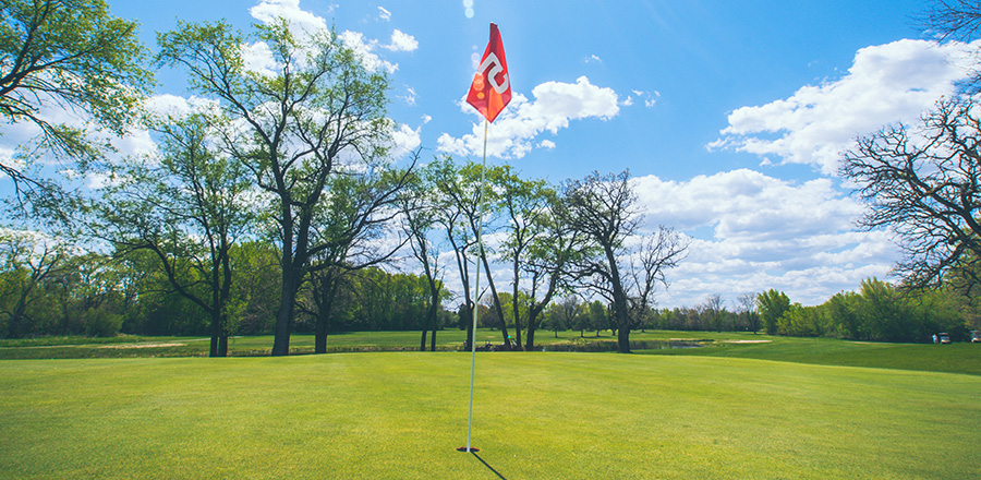 homepage image of golf course with flag over hole